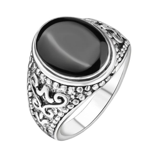 Men's Silver Vintage Enamel Ring - Wnkrs