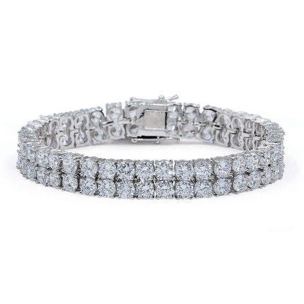 Men's Iced Out Two Rows Cubic Zirconia Bracelets - Wnkrs