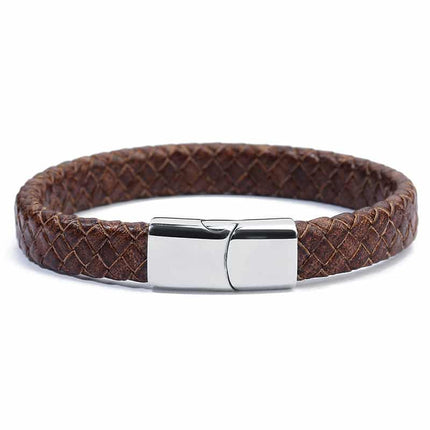 Genuine Leather Braided Magnet Men's Bracelets - Wnkrs