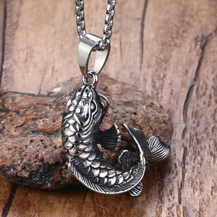 Classic Titanium Necklace with Fish Pendant - wnkrs