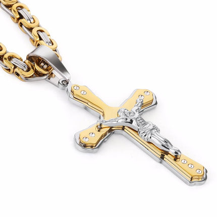 Men's Cross Shaped Crystal Necklace - Wnkrs