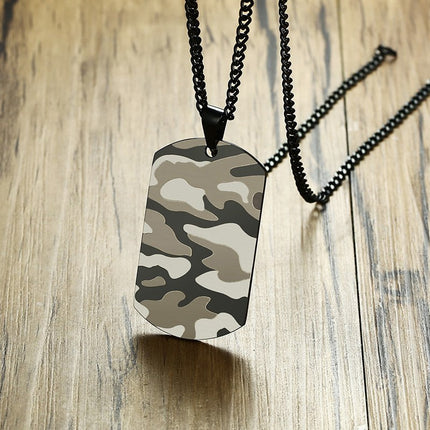 Necklace for Men with Camouflaged Dog Tag Pendant - wnkrs