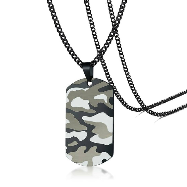 Necklace for Men with Camouflaged Dog Tag Pendant - wnkrs