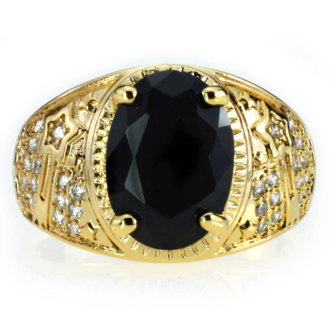 Men's Fashion Gold Ring with Black Stone - Wnkrs