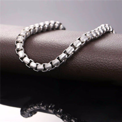 Casual Steel Box Chain Link Men's Bracelet - Wnkrs