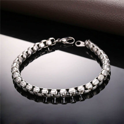 Casual Steel Box Chain Link Men's Bracelet - Wnkrs