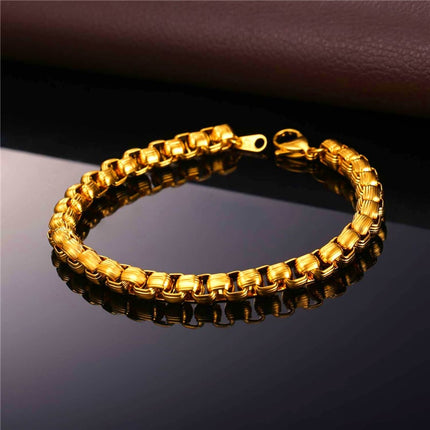 Casual Steel Box Chain Link Men's Bracelet - Wnkrs