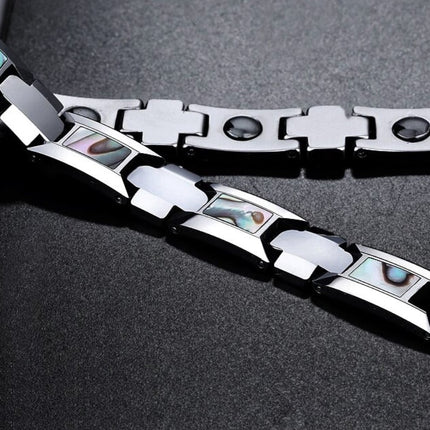 Men's Natural Shell and Tungsten Steel Bracelet - Wnkrs
