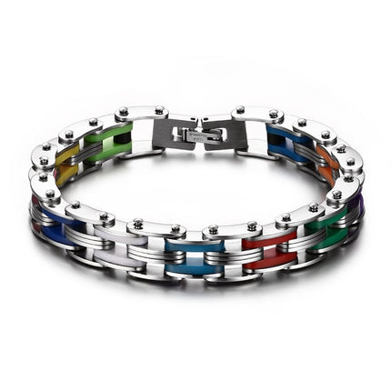 Men’s Colorful Stainless Steel Chain Bracelet - wnkrs