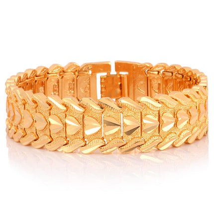 Men's Wide Heart Patterned Link Bracelet - Wnkrs