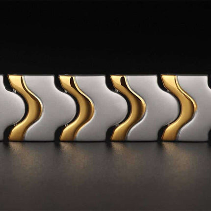 Men's Golden Wave Wide Magnetic Bracelet - Wnkrs