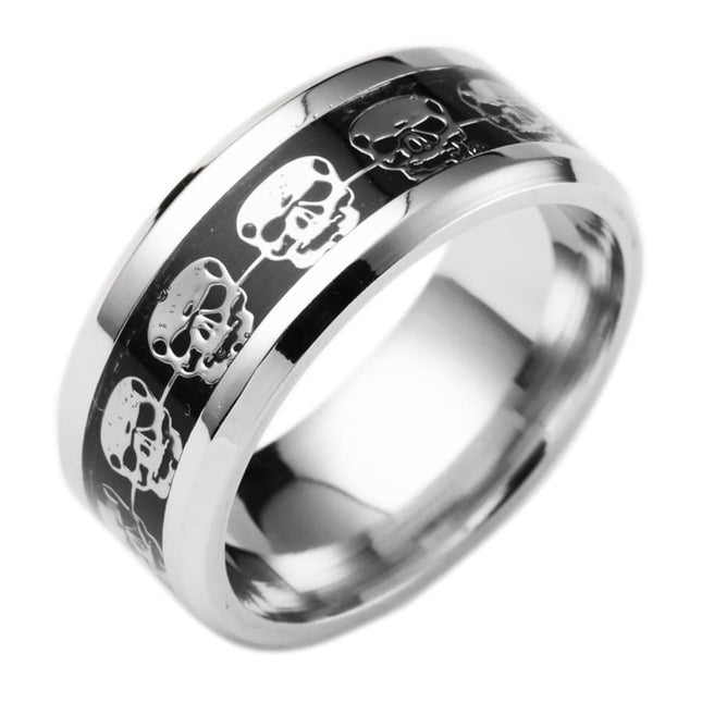 Men's Punk Style Stainless Steel Ring with Skull Themed Pattern - Wnkrs