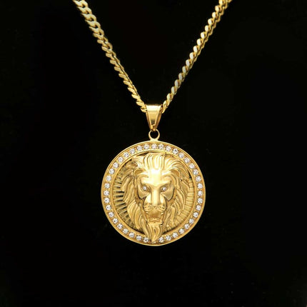 Men's Hip Hop Iced Out Lion Head Pendant Necklaces - Wnkrs