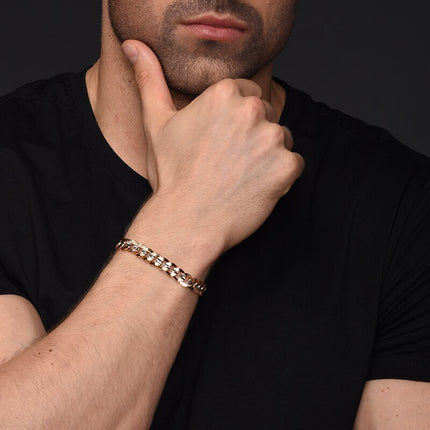 Two-Tone Curb Chain Link Men's Bracelet - wnkrs