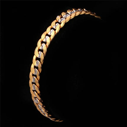 Two-Tone Curb Chain Link Men's Bracelet - wnkrs