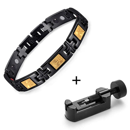 Men's Black and Gold Design Buddha Bracelet - Wnkrs