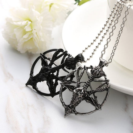 Men's Gothic Style Chain Necklace with Pentagram Themed Pendant - Wnkrs