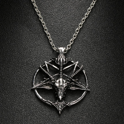 Men's Gothic Style Chain Necklace with Pentagram Themed Pendant - Wnkrs