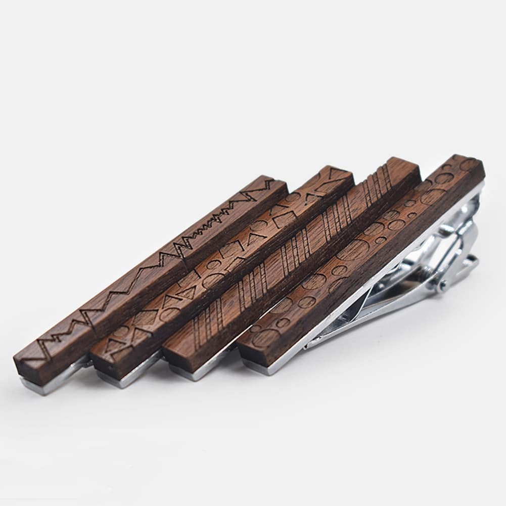 Geometric Patterned Wooden Tie Pin
