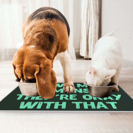 Funny Pet Food Mat - Printed Anti-Slip Pet Bowl Mat - Cool Pet Feeding Mat - wnkrs
