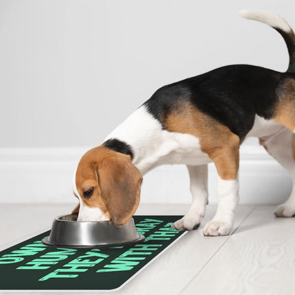Funny Pet Food Mat - Printed Anti-Slip Pet Bowl Mat - Cool Pet Feeding Mat - wnkrs