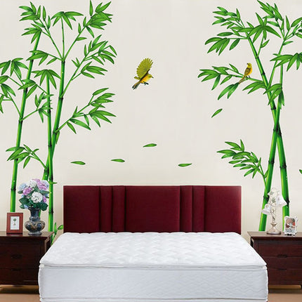 Removable Green Bamboo Printed Wall Stickers - wnkrs