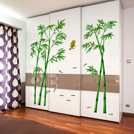 Removable Green Bamboo Printed Wall Stickers - wnkrs
