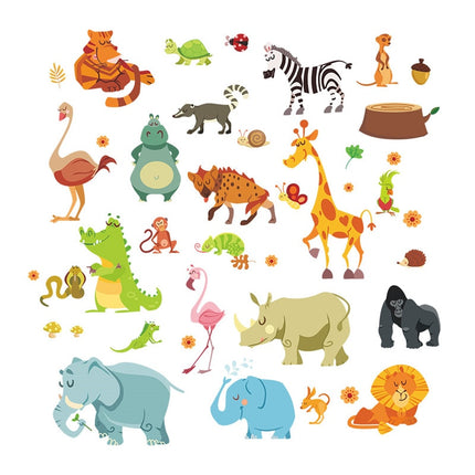 Animals and World Map Wall Sticker - Wnkrs
