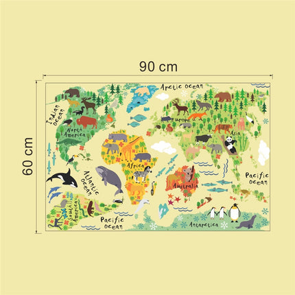 Animals and World Map Wall Sticker - Wnkrs