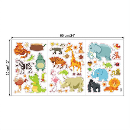 Animals and World Map Wall Sticker - Wnkrs