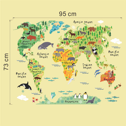 Animals and World Map Wall Sticker - Wnkrs