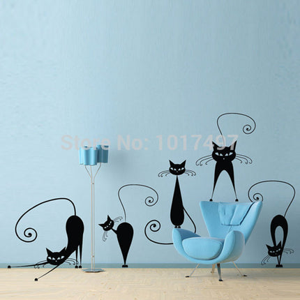 5 Pcs Cat's Silhouettes Wall Stickers Set - wnkrs