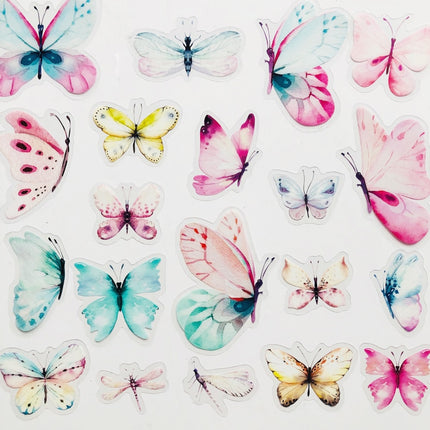 Gradient Pink / Green Butterfly PVC Adhesive Stickers 40 pcs Set - wnkrs