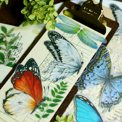 Retro Butterfly with Plants Vellum Stickers - wnkrs