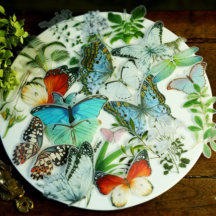Retro Butterfly with Plants Vellum Stickers - wnkrs