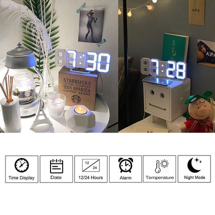 3D LED Digital Alarm Wall Clock - wnkrs