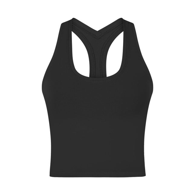 Women's Solid Color Y-Shaped Back Sports Top - Wnkrs