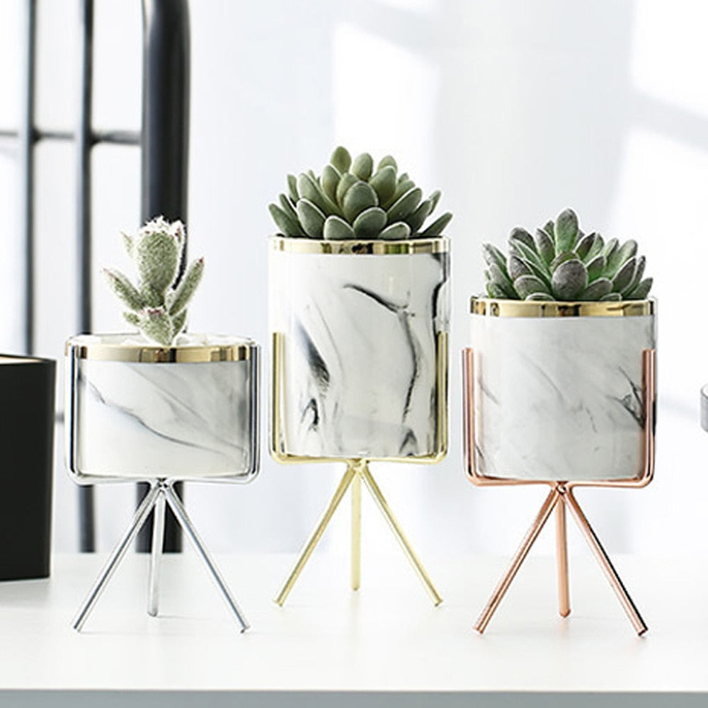 Marble Patterned Ceramic Vase with Stand