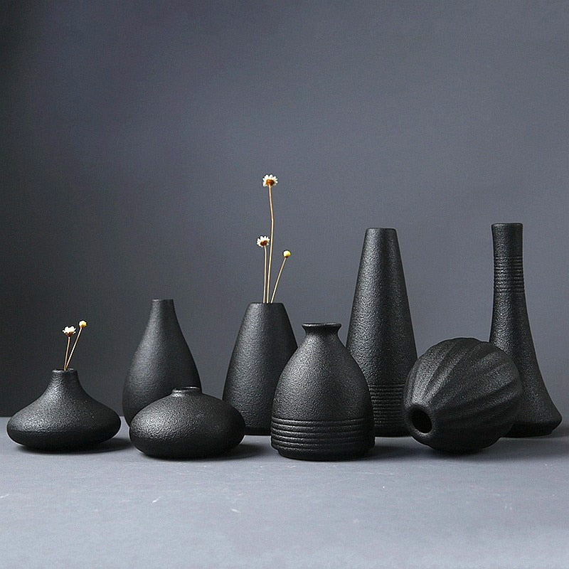 Solid Black Ceramic Vase