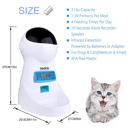 LCD Screen Automatic Pet Feeder with Voice Record - wnkrs