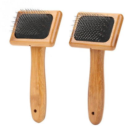Bamboo Handle Pet Grooming Square Brush - wnkrs