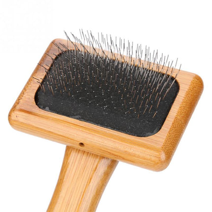 Bamboo Handle Pet Grooming Square Brush - wnkrs