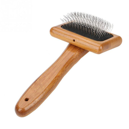 Bamboo Handle Pet Grooming Square Brush - wnkrs