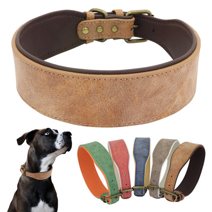 Soft Padded Wide Leather Dog Collar - wnkrs