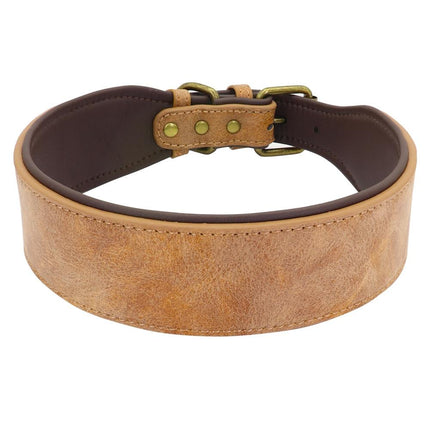 Soft Padded Wide Leather Dog Collar - wnkrs