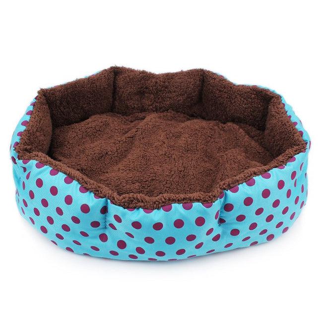 Soft Fleece Cushion Dog Bed with Polka Dot Design - wnkrs