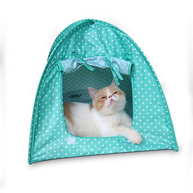 Waterproof Cat Outdoor House with Polka Dot Print - wnkrs
