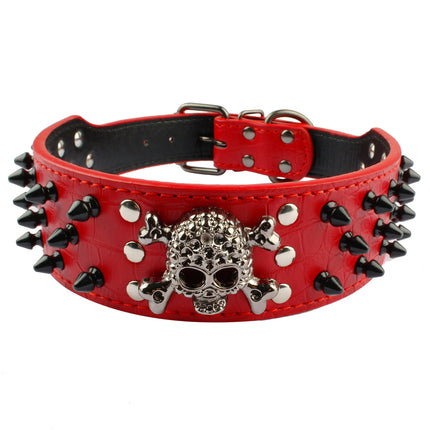 Skull Embellished Leather Collar - wnkrs