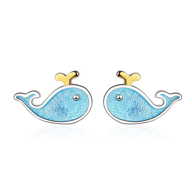 Little Blue Whale Silver Earrings - wnkrs