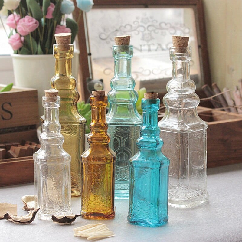 Small Vintage Carved Glass Bottle